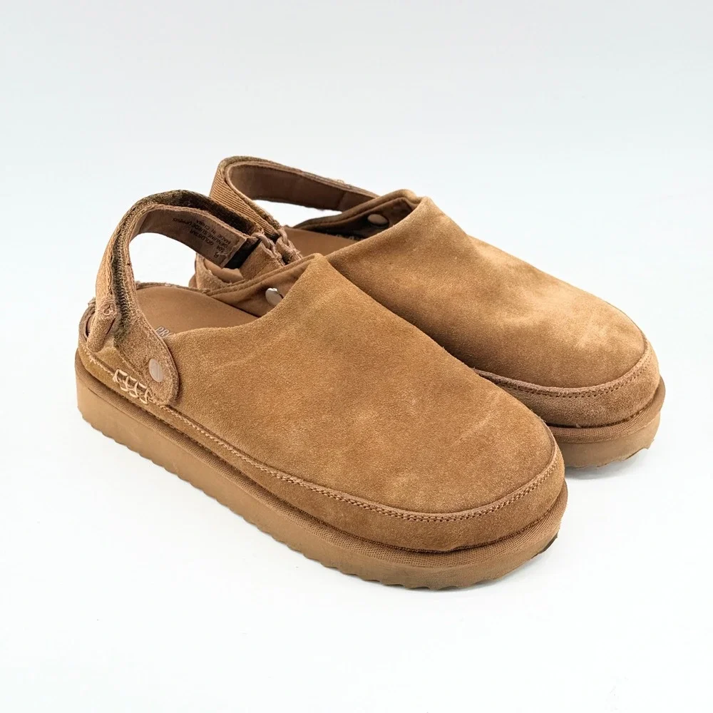 Project Cloud Goldstar 504 Suede Slingback Clog Platform Sandal Tan Womens 6